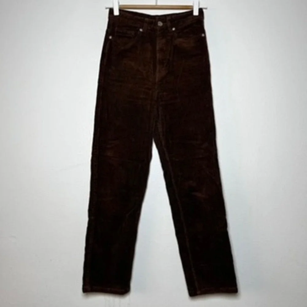 MONKI Straight Cord Pants in Brown ASOS High Rise Trouser size EU 34‎ / US 2